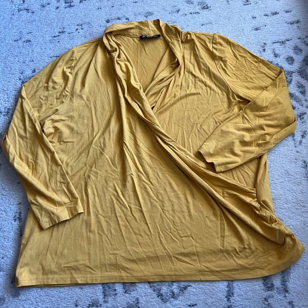 INC Yellow Draped Long Sleeve Top